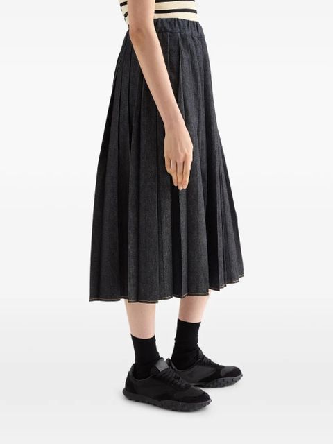 Jil Sander pleated denim straight skirt - Grey