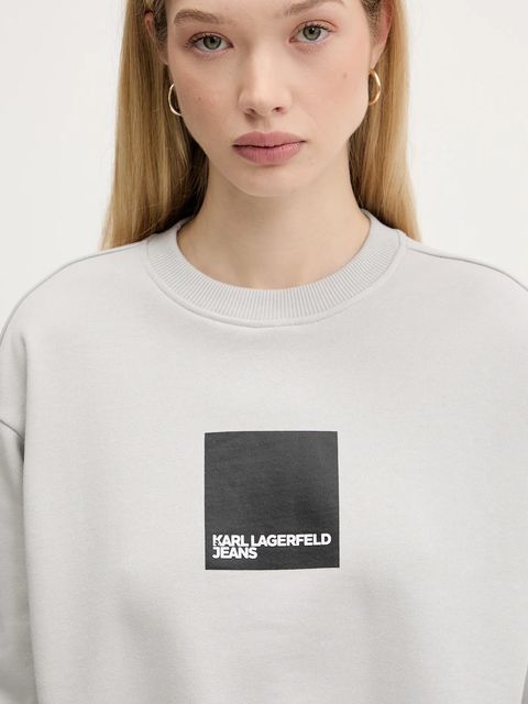 Karl Lagerfeld Jeans bluza bawełniana damska kolor szary z nadrukiem A1W20006