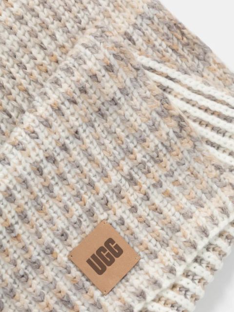 UGG szalik z domieszką wełny kolor beżowy wzorzysty 100824