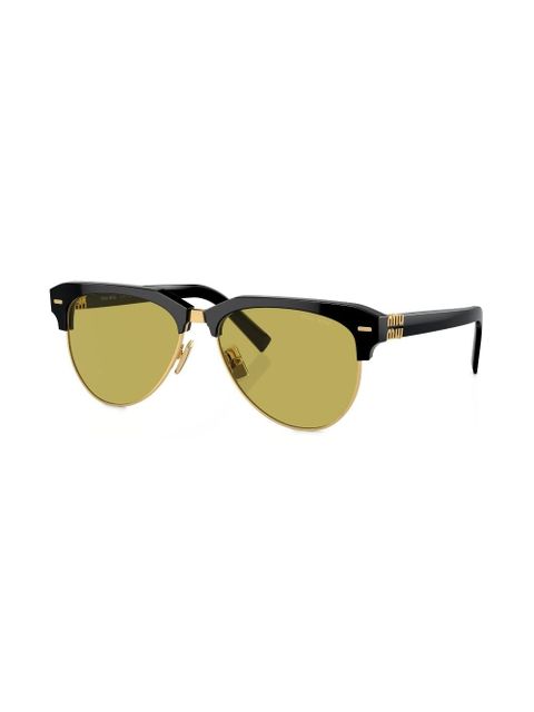 Miu Miu Eyewear logo-lettering navigator-frame sunglasses - Black