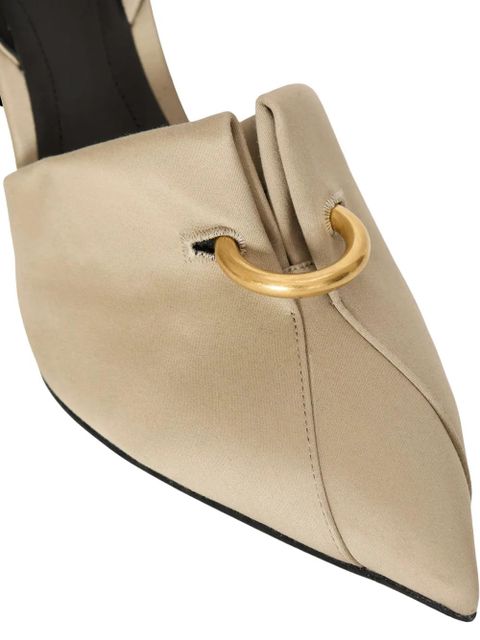Balmain cotton gabardine slingbacks with piercing - Neutrals