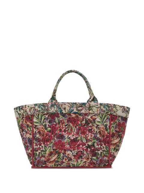 GANNI large floral-pattern tapestry-effect tote bag - Neutrals