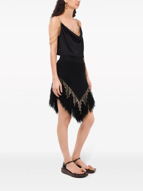 Rabanne chain-detail cowl-neck top - Black