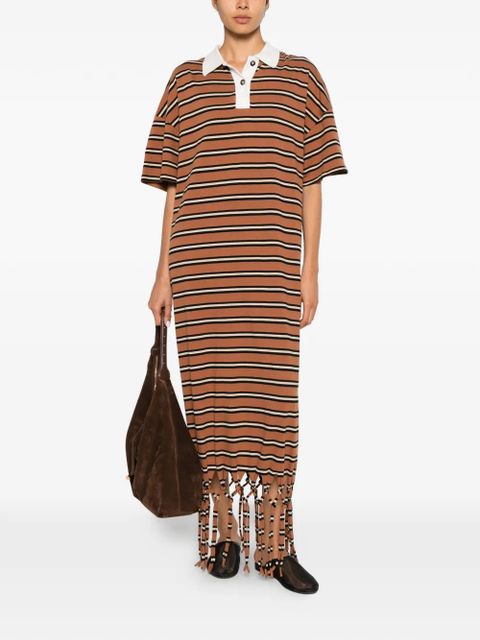 Nanushka Farid fringed striped midi dress - Brown - zdjęcie produktu nr 2