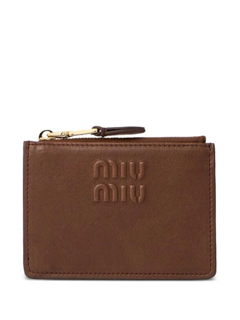 Miu Miu logo-embossed zip cardholder - Brown - zdjęcie produktu nr 1