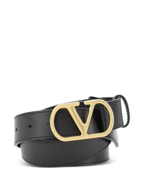 Valentino Garavani logo-buckle leather belt - Black