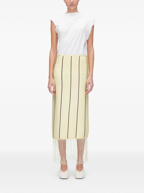 3.1 Phillip Lim striped fringe midi skirt - Yellow