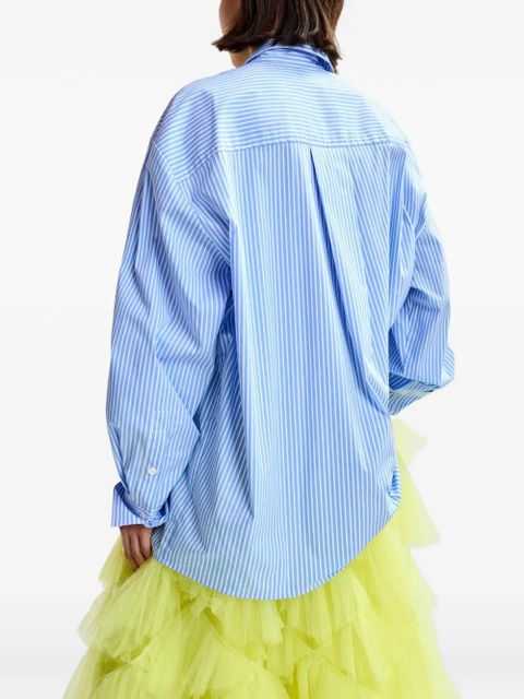 Essentiel Antwerp Jiwi striped-pattern bow shirt - Blue