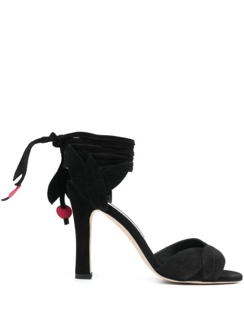 Manolo Blahnik Ossie 100mm open-toe suede sandals - Black - zdjęcie produktu nr 1