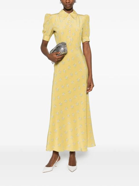 Alessandra Rich collared floral maxi dress - Yellow - zdjęcie produktu nr 2