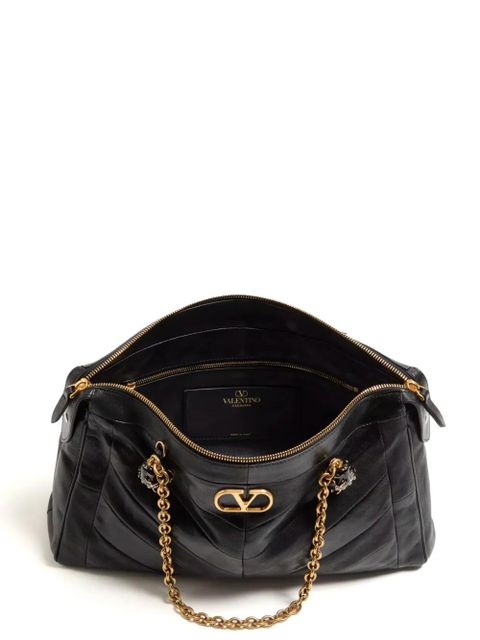 Valentino Garavani Panthea chevron-pattern shoulder bag - Black