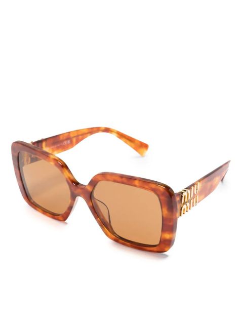 Miu Miu Eyewear tortoiseshell logo-arm sunglasses - Brown - zdjęcie produktu nr 2