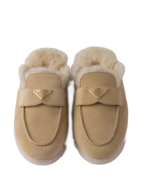 Prada suede shearling loafers - Neutrals