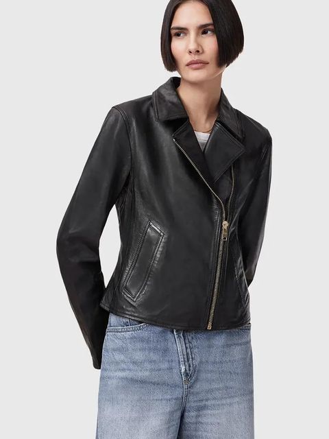 AllSaints kurtka skórzana VELA kolor czarny przejściowa W089LB - zdjęcie produktu nr 1