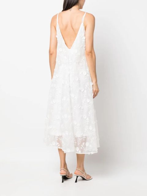 Agua By Agua Bendita floral-embroidered midi dress - White