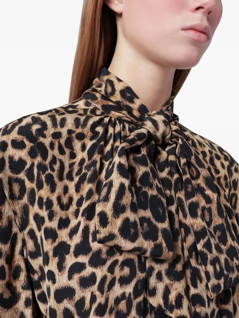Saint Laurent tie leopard dress - Brown