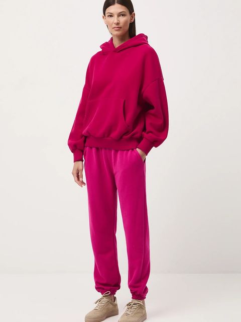 Medicine bluza damska kolor czerwony z kapturem gładka