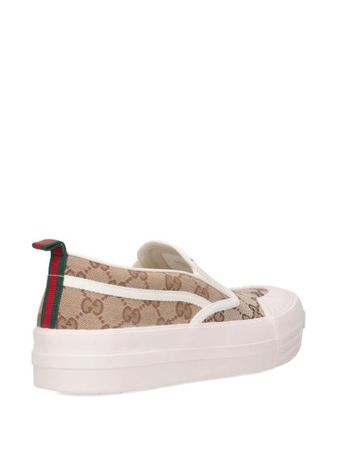 Gucci logo-pattern slip-on sneakers - Neutrals