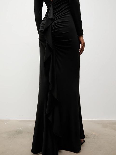 Answear.LAB sukienka kolor czarny maxi dopasowana