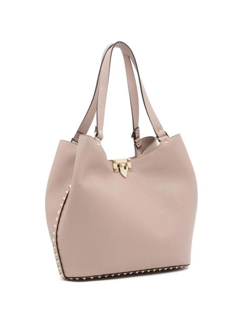 Valentino Garavani Rockstud grainy calfskin shopping bag - Pink