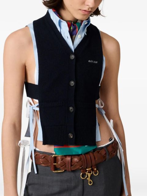 Miu Miu V-neck logo vest - Blue