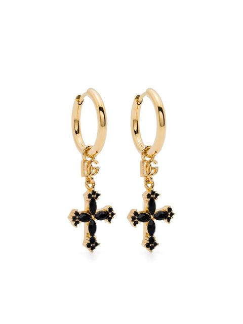 Dolce & Gabbana cross-pendant hoop earrings - Gold - zdjęcie produktu nr 1