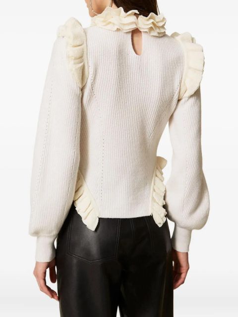 TWINSET ruffled-trim jumper - Neutrals