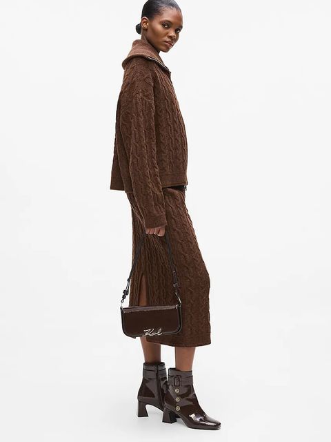 Karl Lagerfeld torebka skórzana K/SIGNATURE kolor bordowy A4W30041