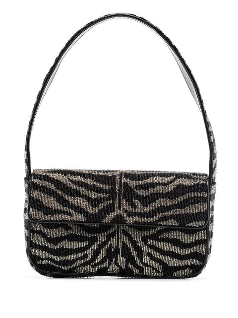 STAUD Tommy beaded-zebra pattern shoulder bag - Black - zdjęcie produktu nr 1