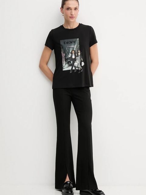 Dkny t-shirt KNIT TOPS damski kolor czarny P5MOHWNA