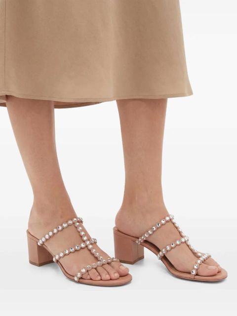 Aquazzura 55mm crystal-embellished open-toe sandals - Neutrals