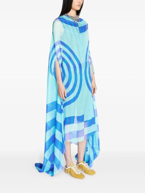 DRIES VAN NOTEN patterned cape dress - Blue