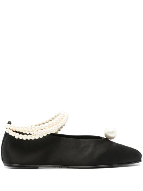 Magda Butrym pearl-embellished satin ballerina shoes - Black - zdjęcie produktu nr 1
