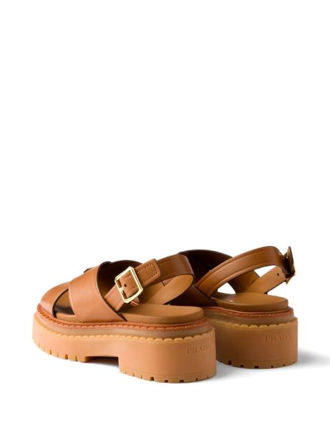 Prada buckle-fastening platform sandals - Brown