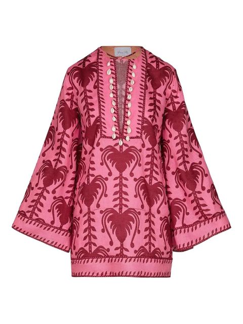 Johanna Ortiz shell-embellished printed tunic dress - Pink - zdjęcie produktu nr 1