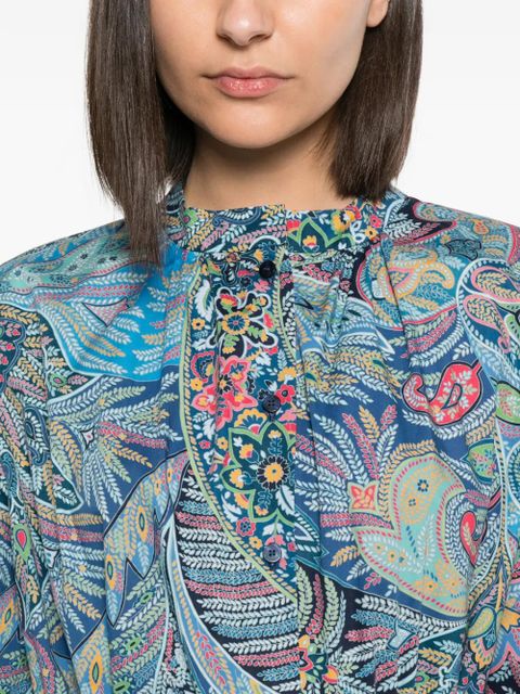 ETRO paisley-pattern ruffled maxi dress - Blue