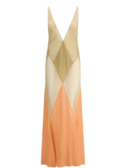 The Attico V-neck maxi dress - Neutrals - zdjęcie produktu nr 1