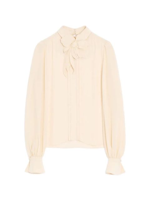Valentino Garavani embroidered crepe de chine top - Neutrals - zdjęcie produktu nr 1