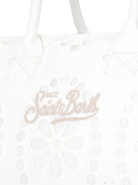 MC2 Saint Barth medium logo-embroidered ruffled tote bag - White