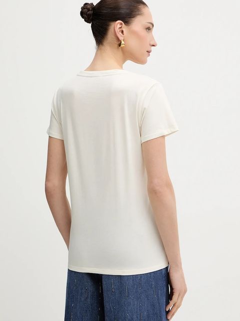 Liu Jo t-shirt bawełniany damski kolor beżowy TA6056 JS923 - zdjęcie produktu nr 2