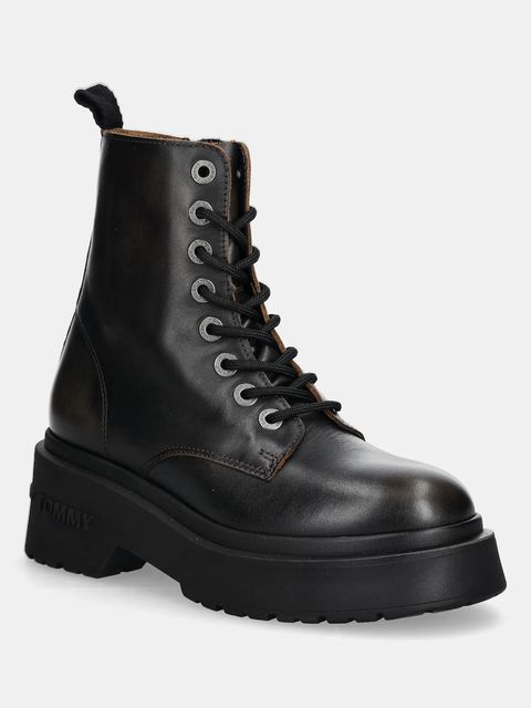 Tommy Jeans workery skórzane TJW CHUNKY RUGGED BOOT damskie kolor brązowy na platformie EN0EN02847 - zdjęcie produktu nr 1