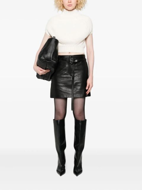 Sportmax belted leather mini skirt - Black - zdjęcie produktu nr 2