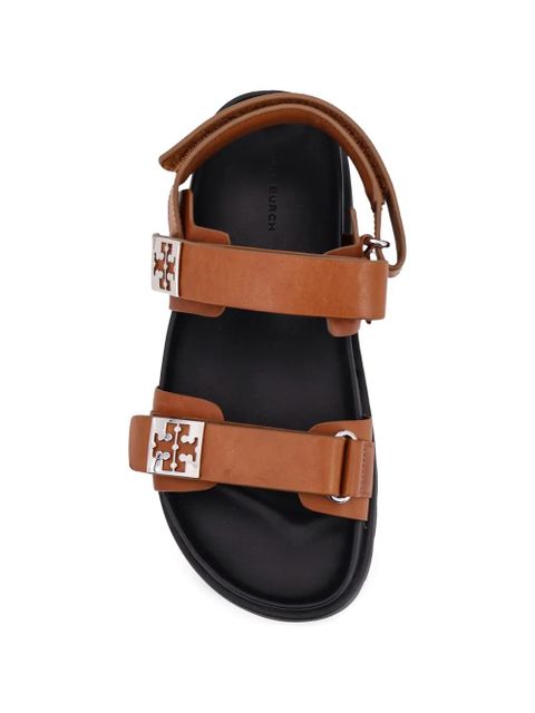 Tory Burch logo calf leather sandals - Brown
