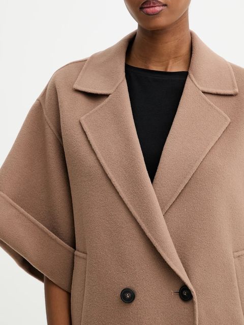 Weekend Max Mara płaszcz wełniany PERA damski kolor brązowy przejściowy oversize 2525086021600