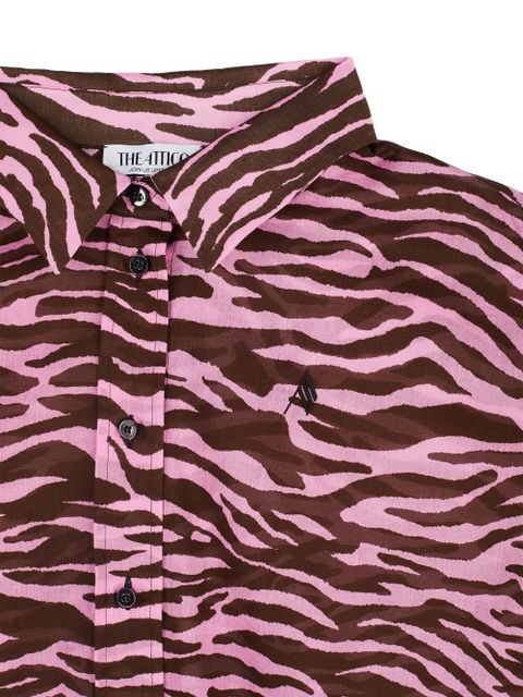 The Attico zebra-print balloon-sleeve shirt - Pink - zdjęcie produktu nr 2