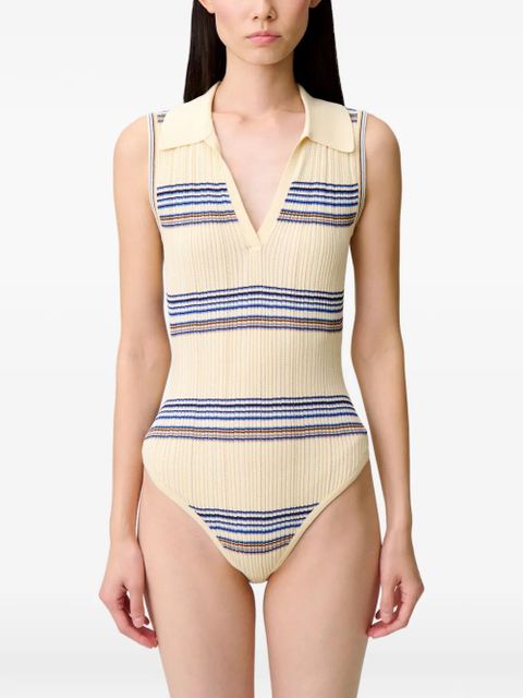 Claudie Pierlot striped V-neck body - Neutrals