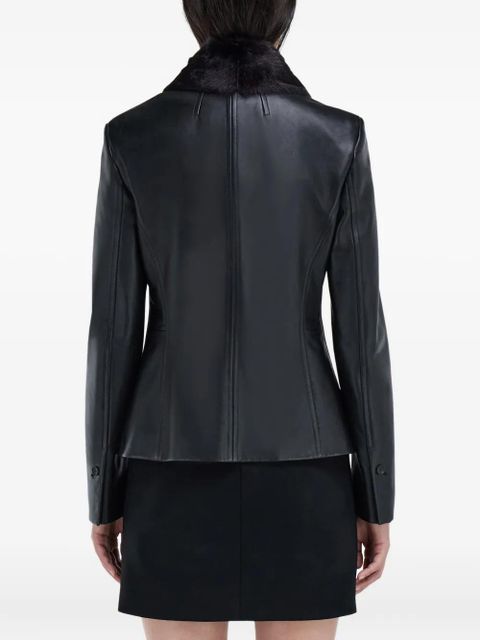 Ferragamo shearling-collar nappa blazer - Black