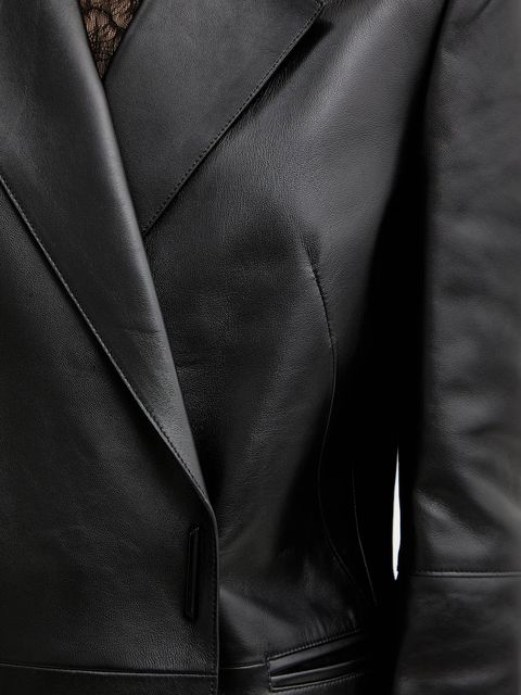 BOSS płaszcz skórzany kolor czarny 50556276 - zdjęcie produktu nr 2