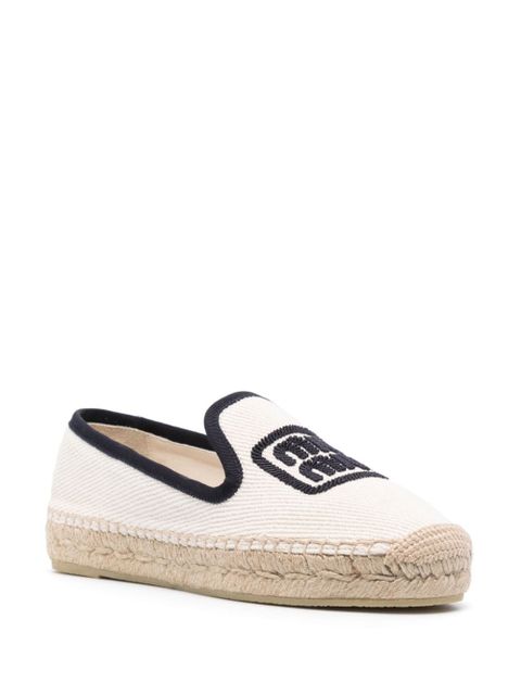 Miu Miu logo-embroidered espadrilles - Neutrals