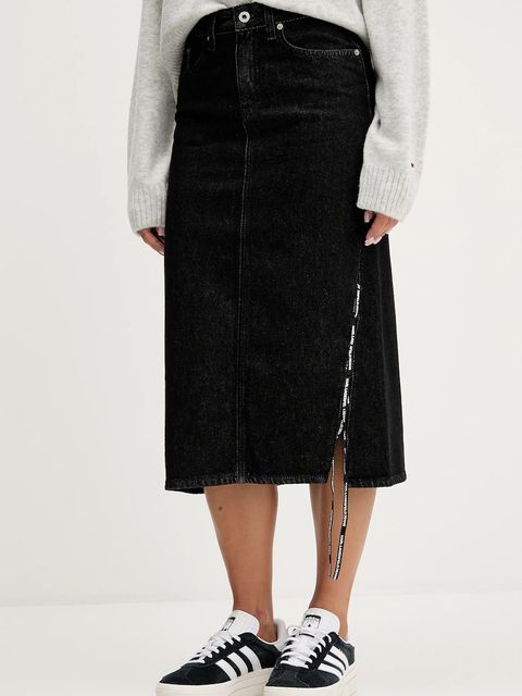 Karl Lagerfeld Jeans spódnica jeansowa kolor czarny midi prosta A4W12002 - zdjęcie produktu nr 1